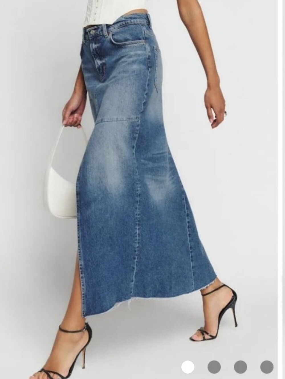 REFORMATION Tazz Maxi Denim  Skirt with Front Slit - Blue Sz 29